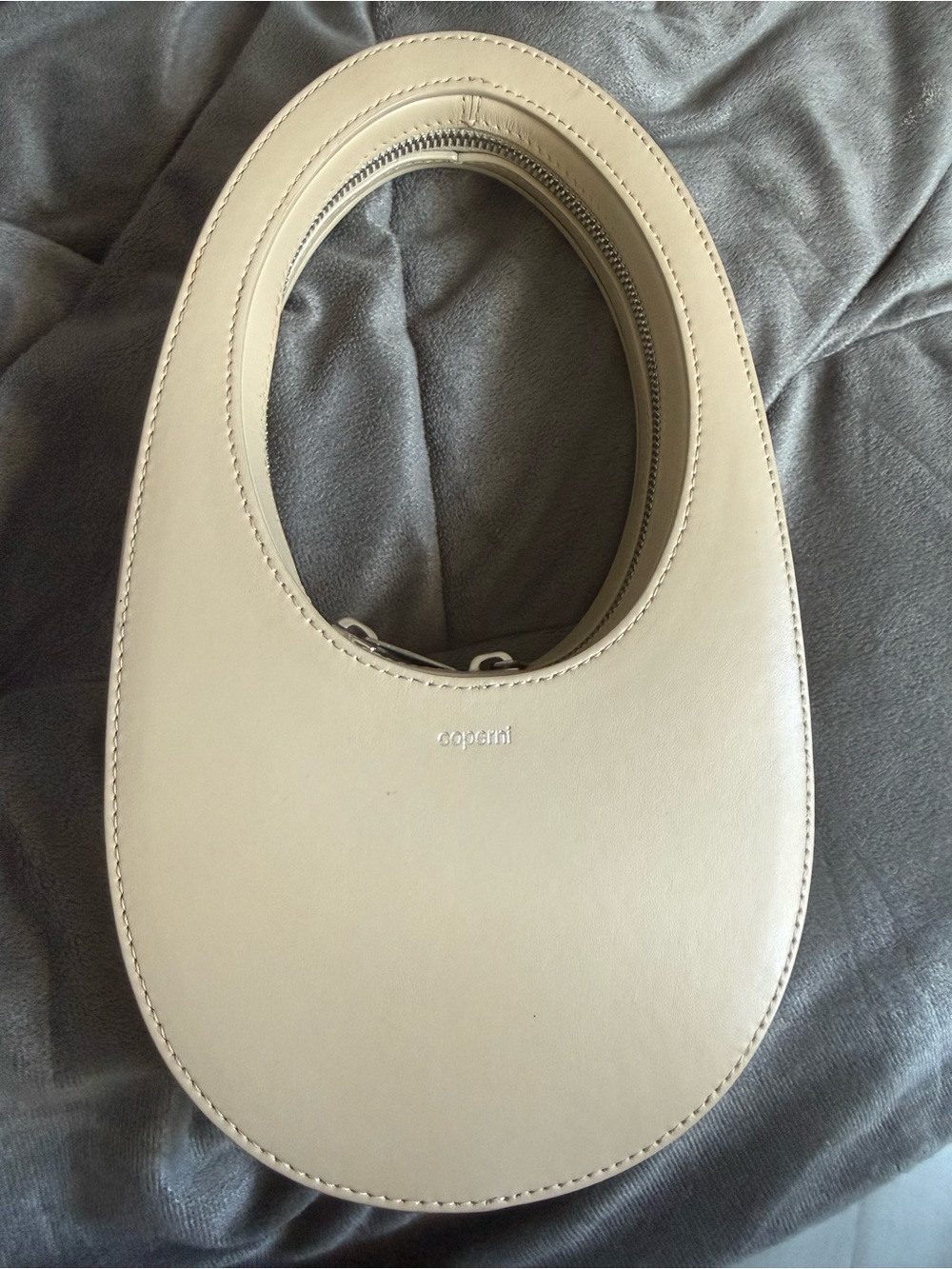 Coperni Cream Oval Handle Mini Leather Bag